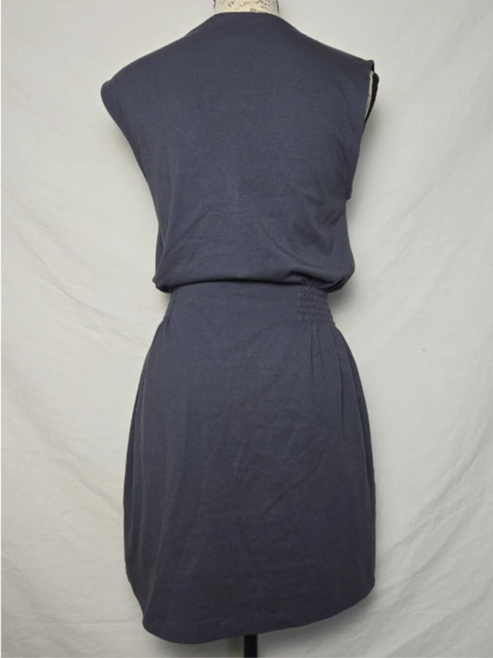 Known Supply Organic Cotton Smocked Waist Mini Dress Charcoal S - Picture 6 of 6